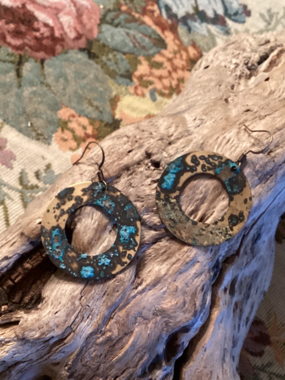Handcrafted Patina Brass Donut Circle Earrings